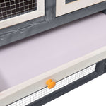 ZNTS Rabbit Hutch Grey and White 140x63x120 cm Solid Firwood 170869