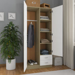 ZNTS Wardrobe White and Sonoma Oak 80x52x180 cm Engineered Wood 800644