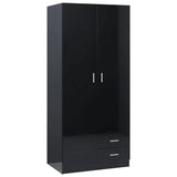 ZNTS Wardrobe High Gloss Black 80x52x180 cm Engineered Wood 800646