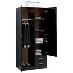 ZNTS Wardrobe High Gloss Black 80x52x180 cm Engineered Wood 800646