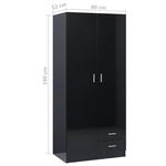 ZNTS Wardrobe High Gloss Black 80x52x180 cm Engineered Wood 800646