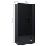 ZNTS Wardrobe High Gloss Black 80x52x180 cm Engineered Wood 800646
