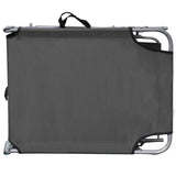 ZNTS Folding Sun Lounger with Canopy Grey Aluminium 47772