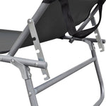 ZNTS Folding Sun Lounger with Canopy Grey Aluminium 47772