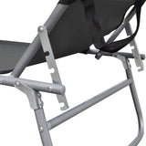 ZNTS Folding Sun Lounger with Canopy Grey Aluminium 47772