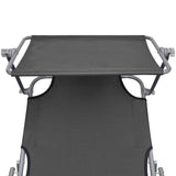 ZNTS Folding Sun Lounger with Canopy Grey Aluminium 47772