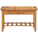 ZNTS Garden Work Bench with Zinc Top Solid Acacia Wood 46561