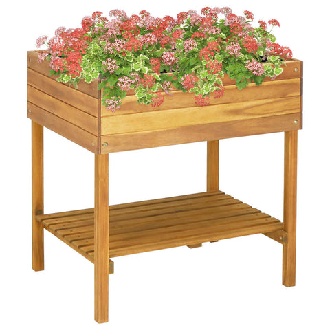ZNTS Raised Garden Planter 78.5x58.5x78.5 cm Solid Acacia Wood 46584