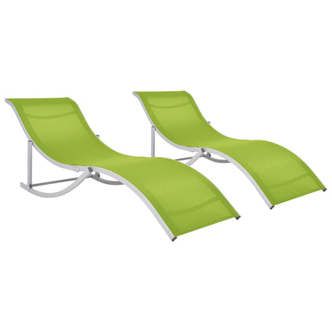 ZNTS Folding Sun Loungers 2 pcs Green Textilene 47787