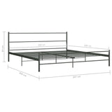 ZNTS 284687 Bed Frame without Mattress Grey Metal 200x200 cm
