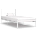 ZNTS 284693 Bed Frame without Mattress White Metal 100x200 cm