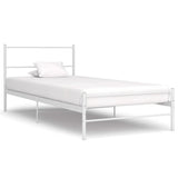 ZNTS 284693 Bed Frame without Mattress White Metal 100x200 cm