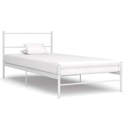 ZNTS 284693 Bed Frame without Mattress White Metal 100x200 cm
