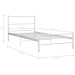 ZNTS 284693 Bed Frame without Mattress White Metal 100x200 cm