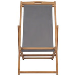 ZNTS Folding Beach Chair Solid Teak Wood Grey 47415