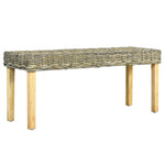 ZNTS Bench 110 cm Natural Kubu Rattan and Solid Mango Wood 285791