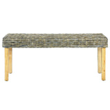 ZNTS Bench 110 cm Natural Kubu Rattan and Solid Mango Wood 285791