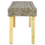 ZNTS Bench 110 cm Natural Kubu Rattan and Solid Mango Wood 285791