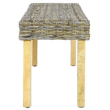 ZNTS Bench 110 cm Natural Kubu Rattan and Solid Mango Wood 285791