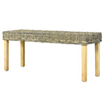 ZNTS Bench 110 cm Natural Kubu Rattan and Solid Mango Wood 285791