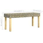 ZNTS Bench 110 cm Natural Kubu Rattan and Solid Mango Wood 285791