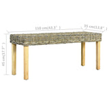 ZNTS Bench 110 cm Natural Kubu Rattan and Solid Mango Wood 285791