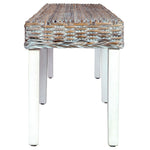ZNTS Bench 160 cm White Natural Kubu Rattan and Solid Mango Wood 285792