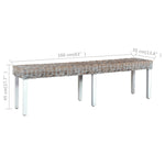 ZNTS Bench 160 cm White Natural Kubu Rattan and Solid Mango Wood 285792