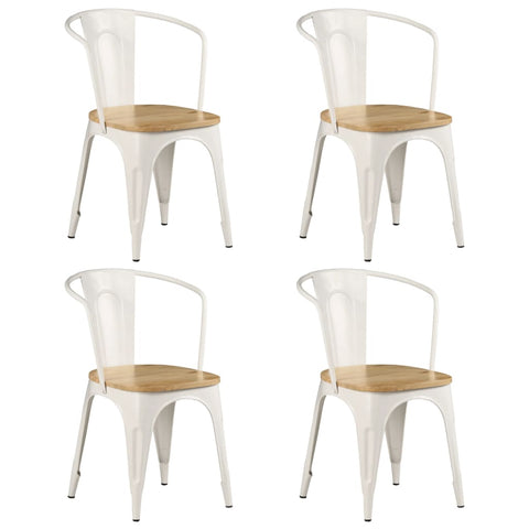 ZNTS Dining Chairs 4 pcs White Solid Mango Wood 278777