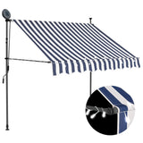 ZNTS Manual Retractable Awning with LED 150 cm Blue and White 145842