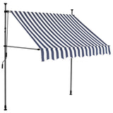 ZNTS Manual Retractable Awning with LED 200 cm Blue and White 145843