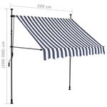 ZNTS Manual Retractable Awning with LED 200 cm Blue and White 145843