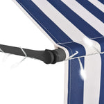 ZNTS Manual Retractable Awning with LED 250 cm Blue and White 145844