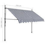 ZNTS Manual Retractable Awning with LED 250 cm Blue and White 145844