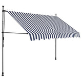 ZNTS Manual Retractable Awning with LED 300 cm Blue and White 145845