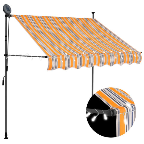 ZNTS Manual Retractable Awning with LED 200 cm Yellow and Blue 145850