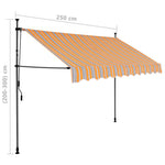 ZNTS Manual Retractable Awning with LED 250 cm Yellow and Blue 145851