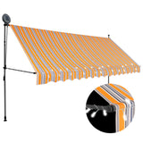 ZNTS Manual Retractable Awning with LED 350 cm Yellow and Blue 145853