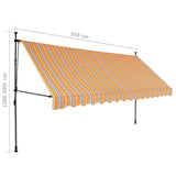 ZNTS Manual Retractable Awning with LED 350 cm Yellow and Blue 145853