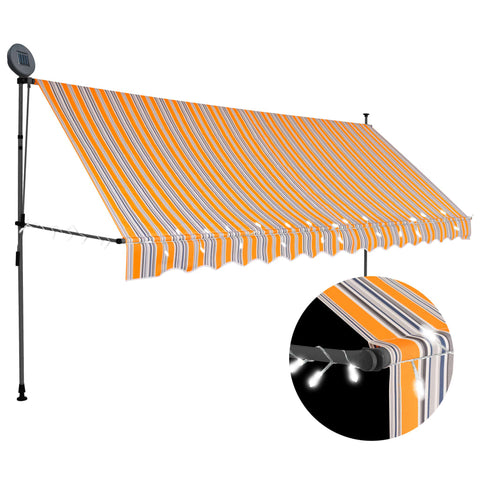 ZNTS Manual Retractable Awning with LED 400 cm Yellow and Blue 145854