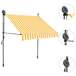 ZNTS Manual Retractable Awning with LED 150 cm White and Orange 145856