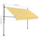 ZNTS Manual Retractable Awning with LED 250 cm White and Orange 145858