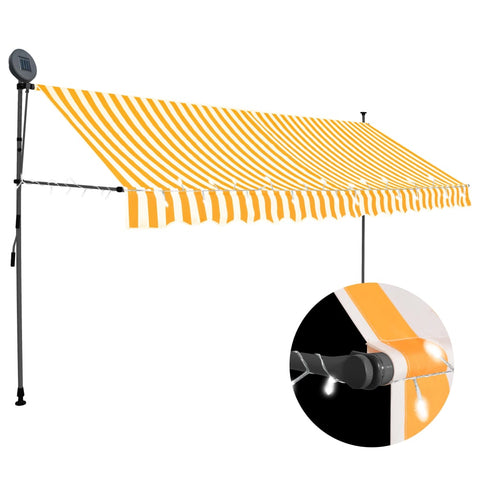 ZNTS Manual Retractable Awning with LED 400 cm White and Orange 145861