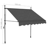 ZNTS Manual Retractable Awning with LED 150 cm Anthracite 145863
