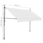 ZNTS Manual Retractable Awning with LED 300 cm Cream 145873