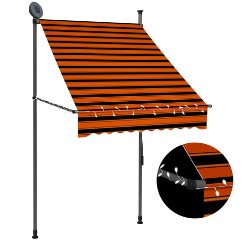 ZNTS Manual Retractable Awning with LED 100 cm Orange and Brown 145876