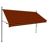 ZNTS Manual Retractable Awning with LED 300 cm Orange and Brown 145880