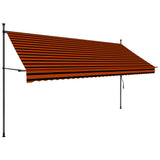 ZNTS Manual Retractable Awning with LED 350 cm Orange and Brown 145881
