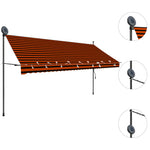 ZNTS Manual Retractable Awning with LED 350 cm Orange and Brown 145881