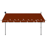 ZNTS Manual Retractable Awning with LED 350 cm Orange and Brown 145881